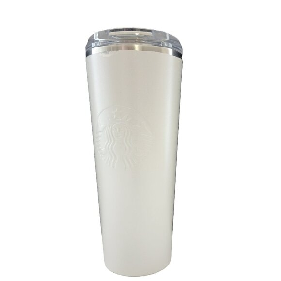 Starbucks Pearl Ice Opal Tumbler Glitter White Stainless Steel Cold Travel 16oz - Picture 6 of 14